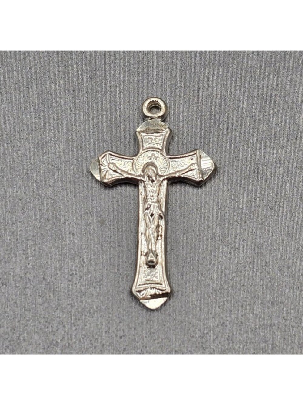 Vintage Sterling Silver Crucifix Pendant 1" Religious Cross Signed S - Picture 2 of 8